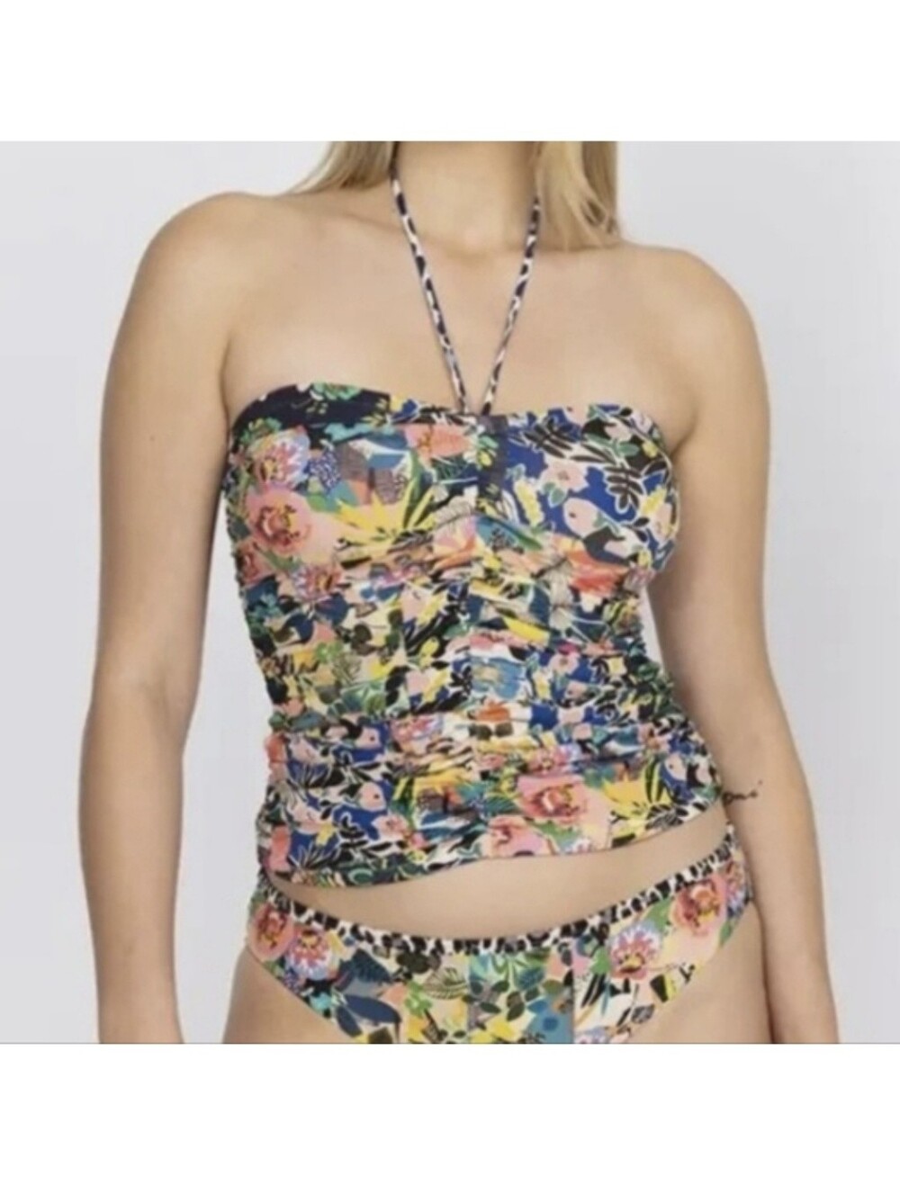 Johnny Was NWOT Layla Ruched String Tankini Swim Top